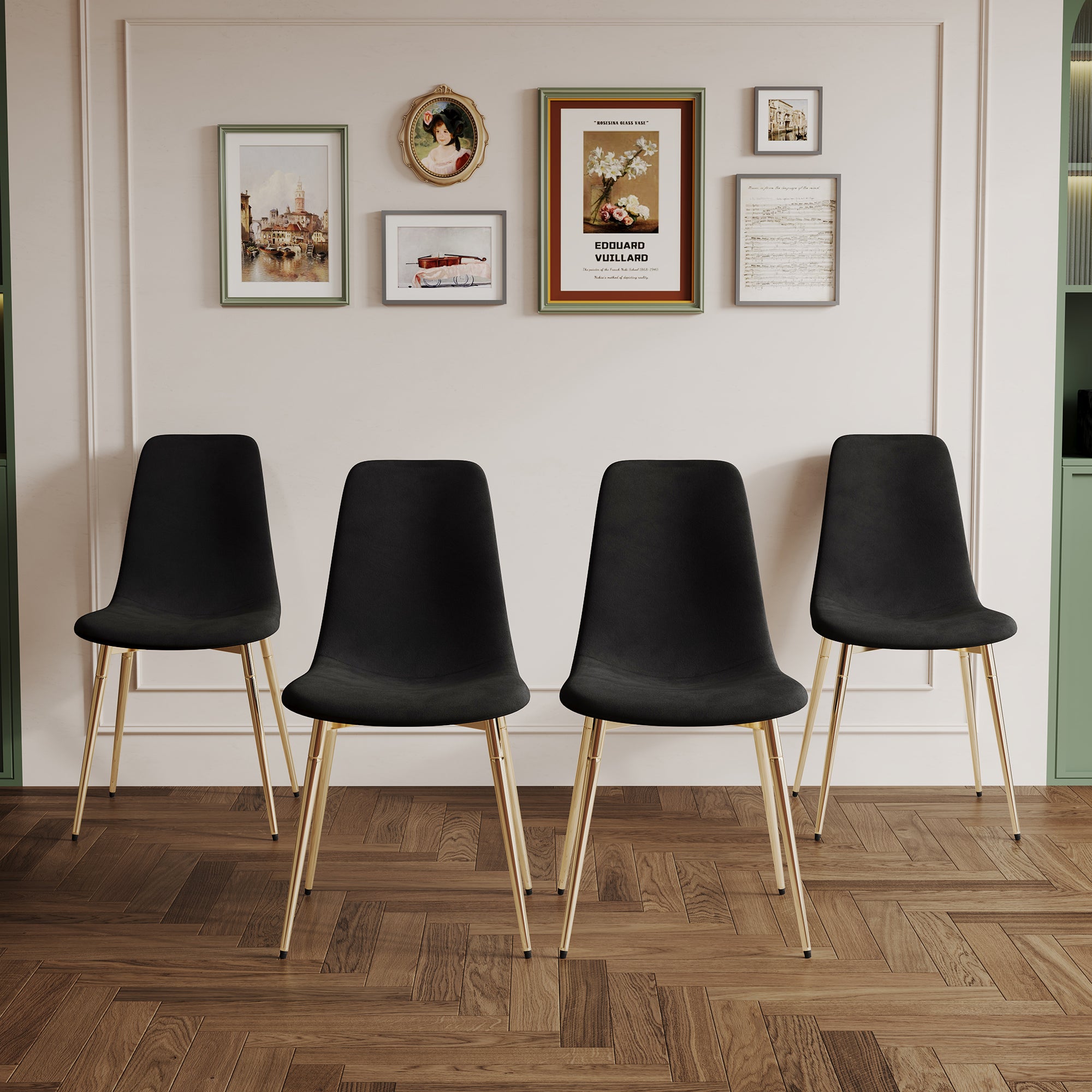 Set of 4 Fabric Armless Dining Chairs